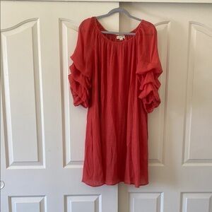 INDIGO ROSE Watermelo Ruffle Sleeve Dress. Size 2x